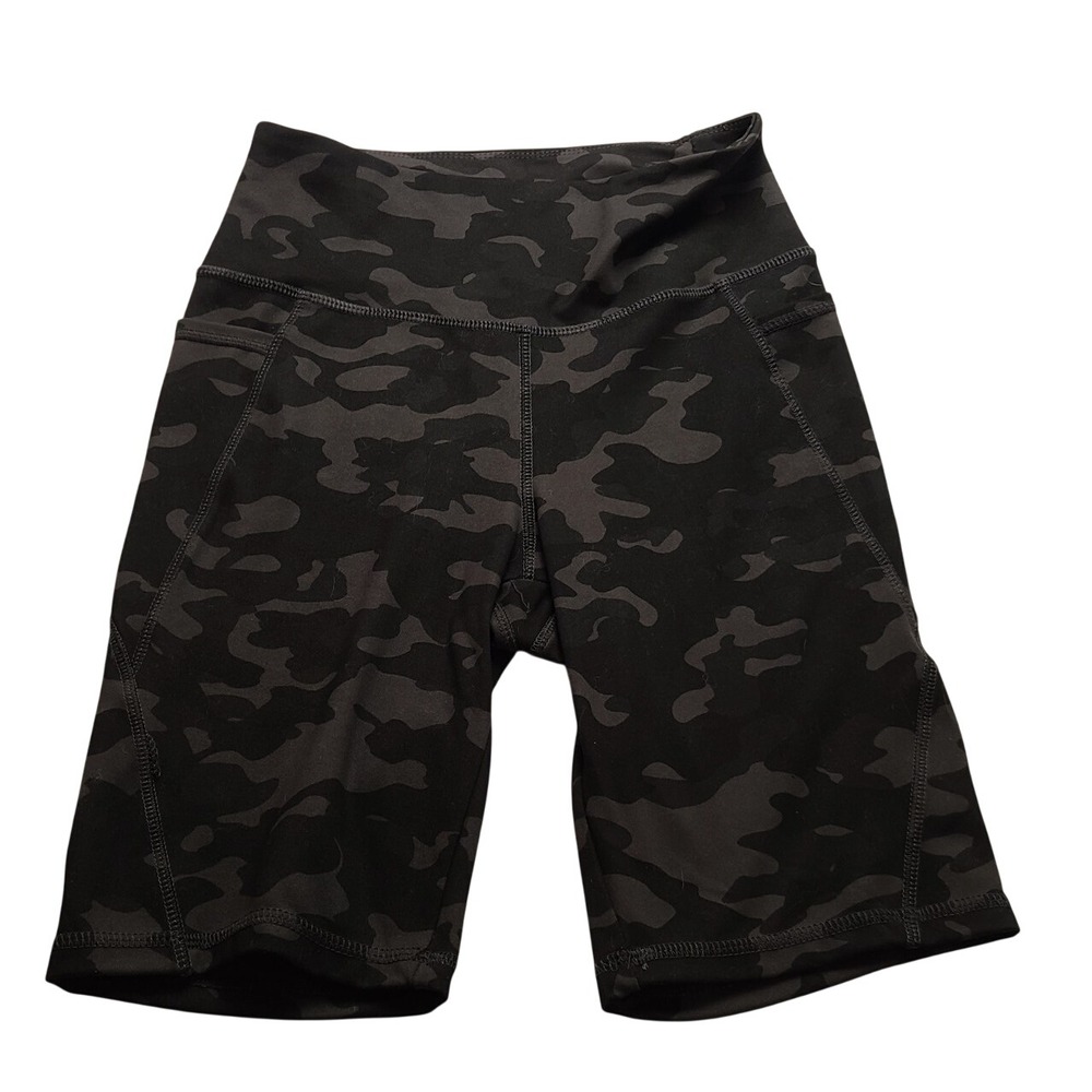 Danskin Women's High Waisted Camo Bike Shorts Gray Black Size S Workout NWOT